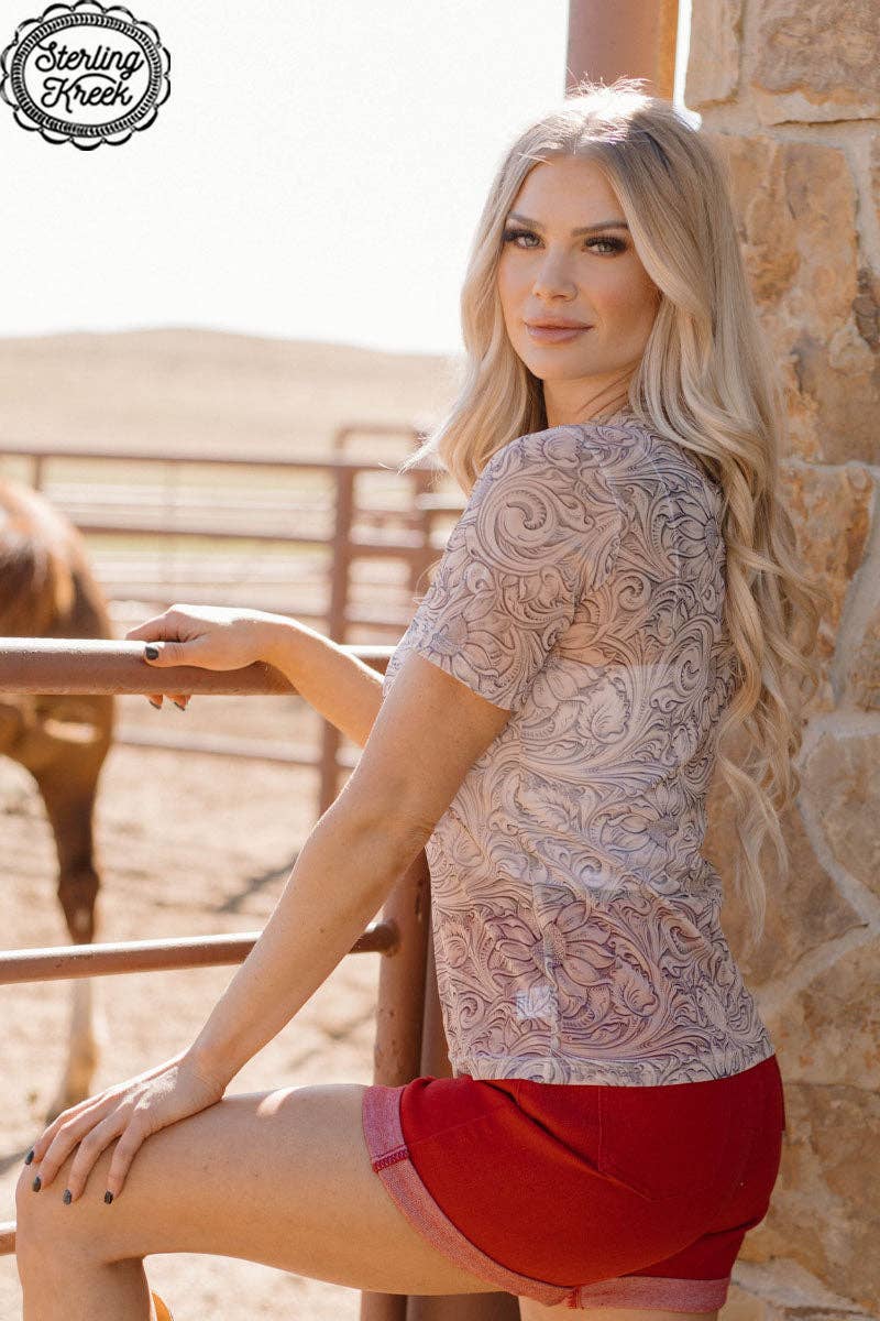 Country Tooled Mesh Top: XL