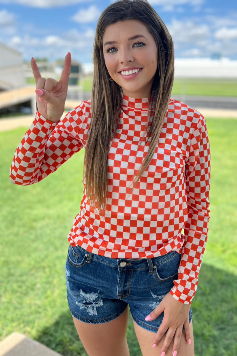 Pep Rally Mesh Top Orange: XL