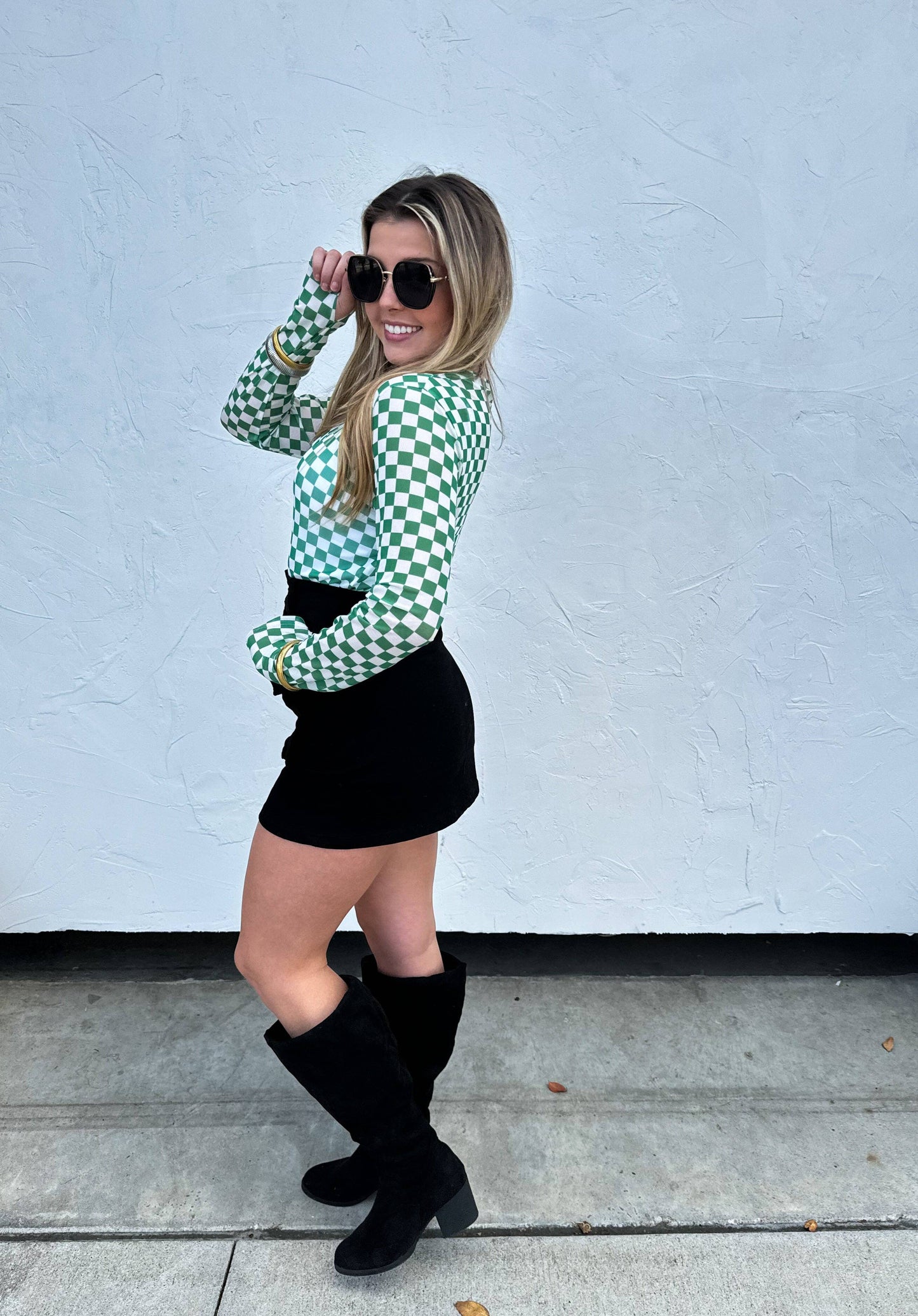 CHECKER DRESS IT UP MESH TOPS: S/M / GREEN CHECKER