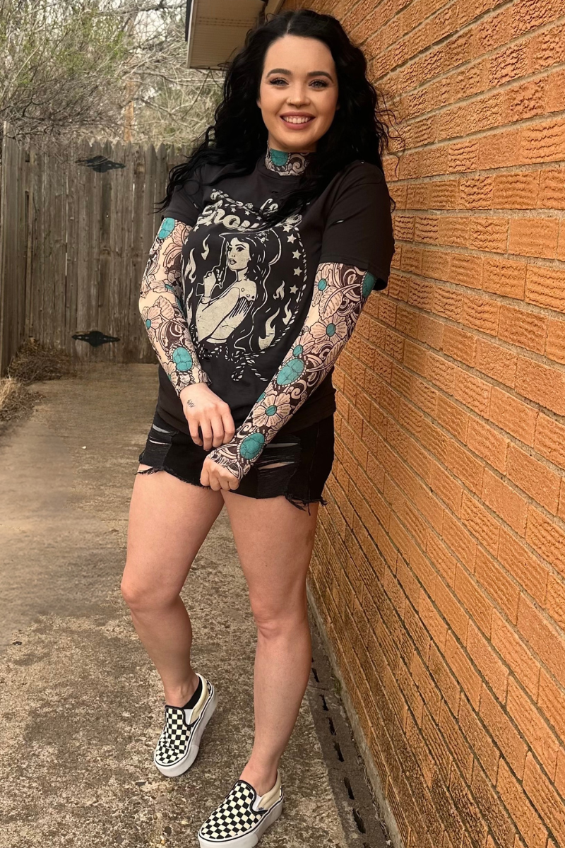 Tattoos On This Town Mesh Top: S