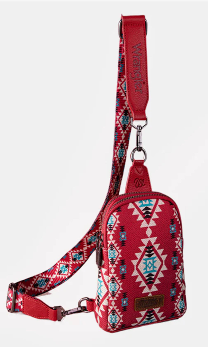 Wrangler Aztec Print Crossbody Burgundy