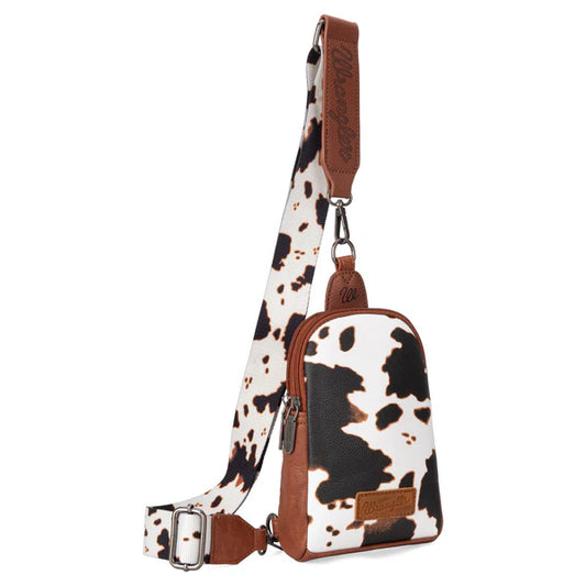 Wrangler Cow Print Crossbody Brown